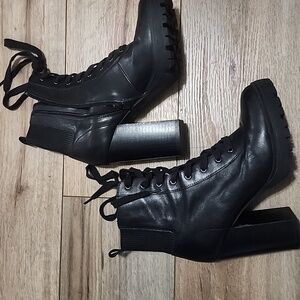Steve Maden Black Lace-Up Ankle Boots